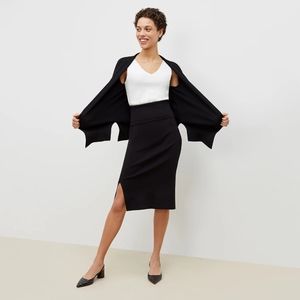 MM Lafleur Black Midi Pencil Skirt with Front Slit